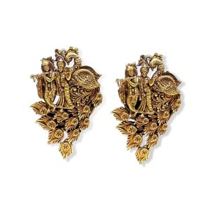 The Radha Krishna Temple Earrings - temple jewellery