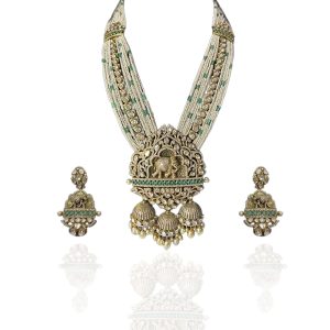 Multi layer pearl bridal necklace with pendant by Abaran Timeless Jewellery.
