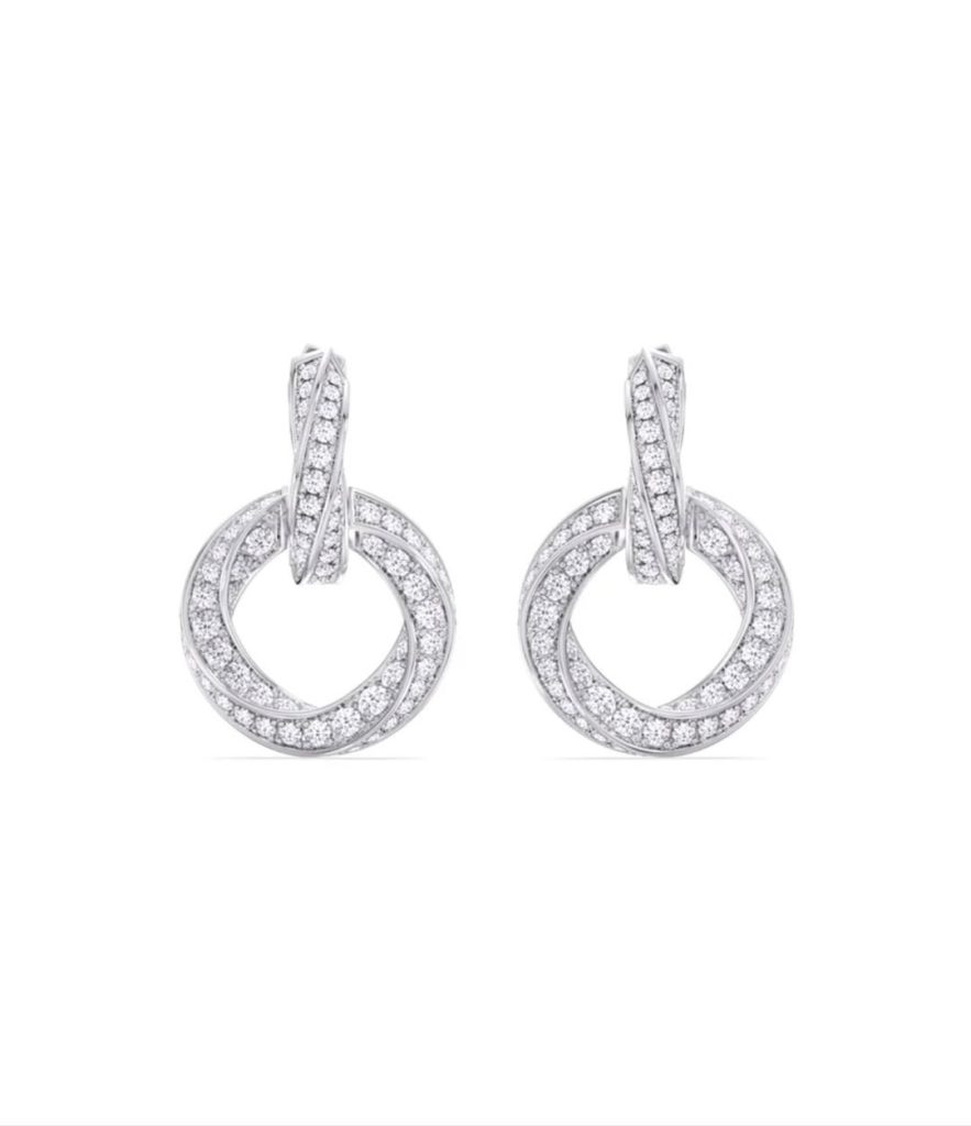 Geometric diamond earrings by Irasva Fine Jewellery and bold gold statement earrings by Youlry