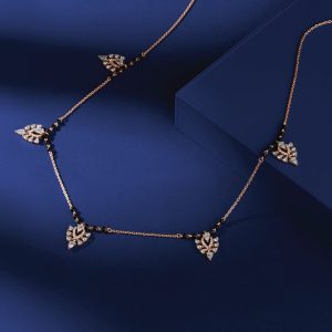 Station style diamond mangalsutra chain by Manubhai Jewellers