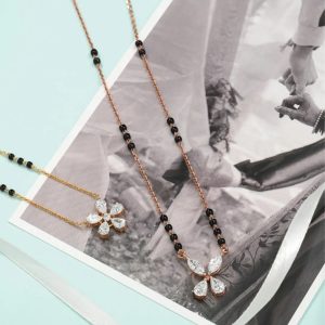 Minimal floral diamond mangalsutra design by Dhirsons Jewellers