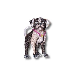 Bulldog diamond brooch for men with black and white stones by AJB Fine Jewels