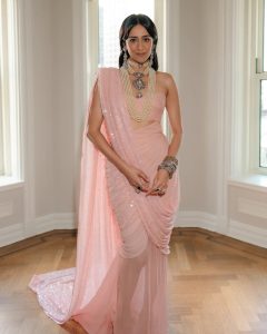 Gauravi Kumari wearing layered pearl, ruby and uncut diamond jewellery at Met Gala 2026