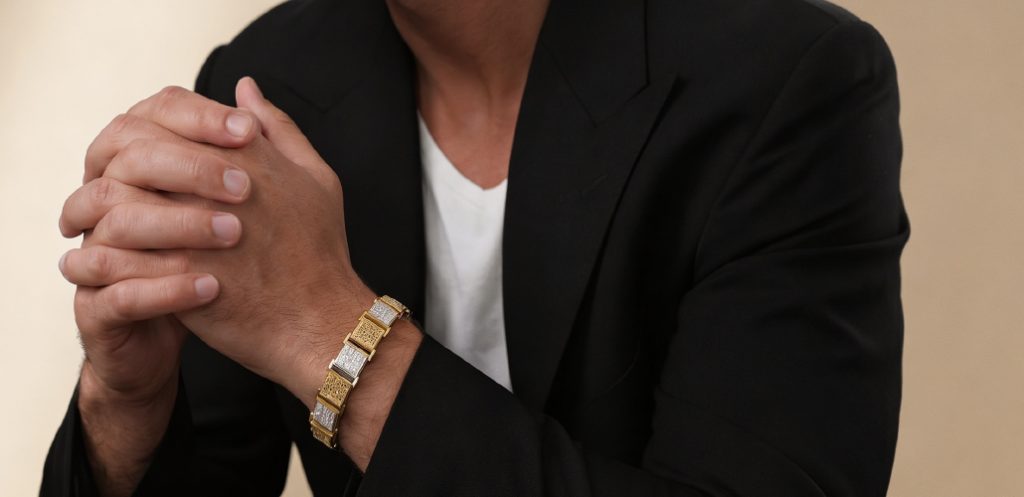 Men’s gold bracelet with diamond detailing by DC Jewellers 