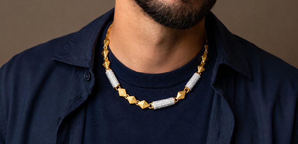 Men’s gold statement chain with diamond accents by DC Jewellers 