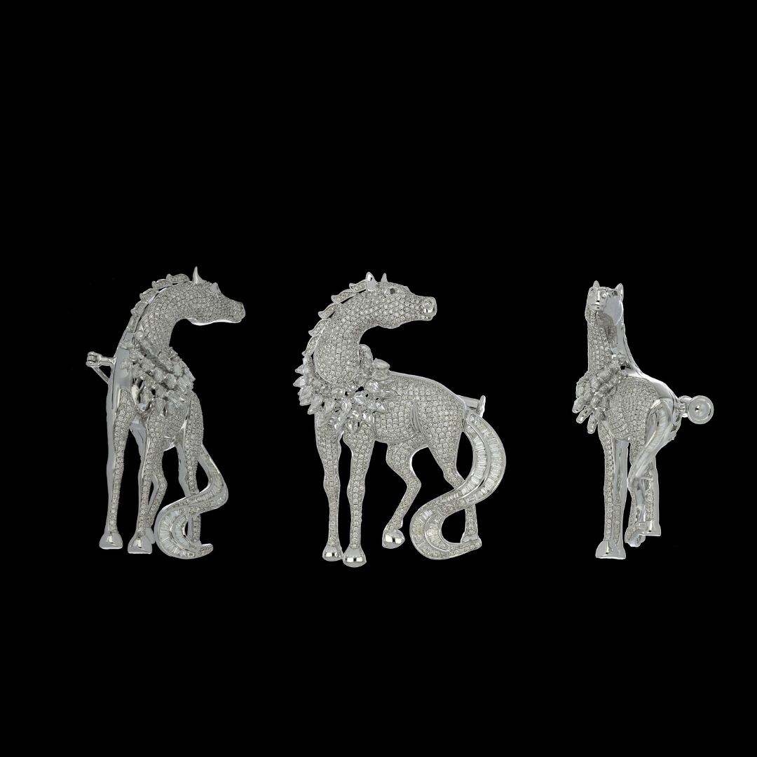 D.P. Jewellers Spirit of Freedom groom’s jewellery accessory featuring a diamond-studded wild horse motif