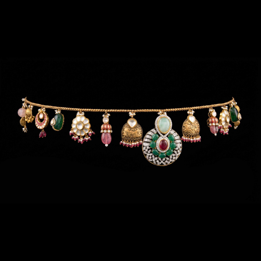 VCJ Bespoke Jewellery The Royal Keepsake bridal waist jewellery featuring colourful heirloom-inspired charms 